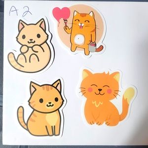 Four piece orange cat stickers vinyl water bottle waterproof